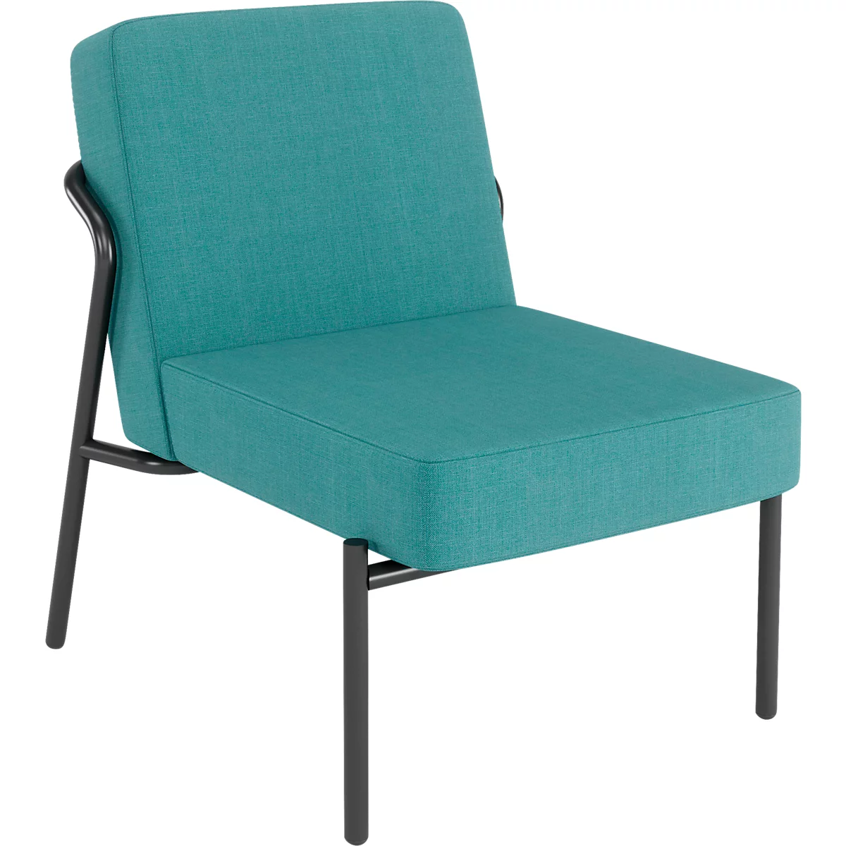 Sessel meet® by Paperflow MEDSO Klassik S, gepolstert, Sitzfläche austauschbar, B 580 x T 743 x H 736 mm, Stoff und Stahl, blau/mattschwarz