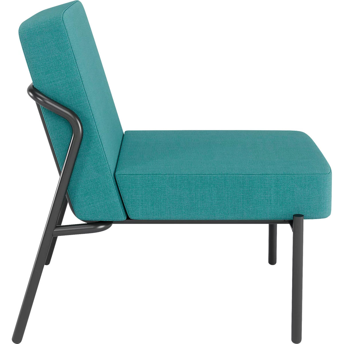 Sessel meet® by Paperflow MEDSO Klassik S, gepolstert, Sitzfläche austauschbar, B 580 x T 743 x H 736 mm, Stoff und Stahl, blau/mattschwarz
