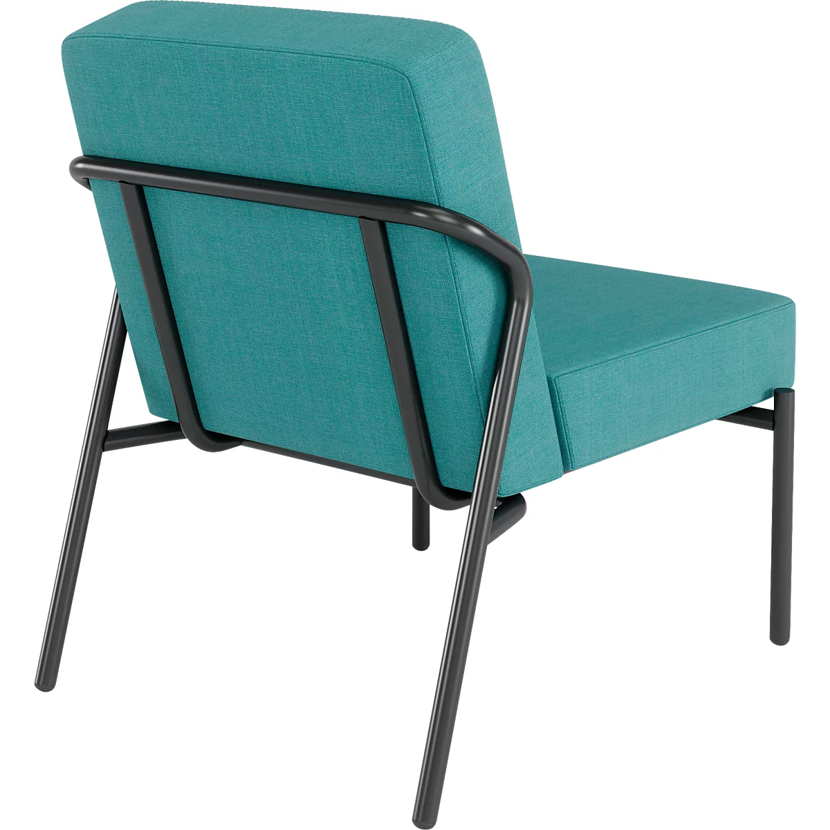 Sessel meet® by Paperflow MEDSO Klassik S, gepolstert, Sitzfläche austauschbar, B 580 x T 743 x H 736 mm, Stoff und Stahl, blau/mattschwarz