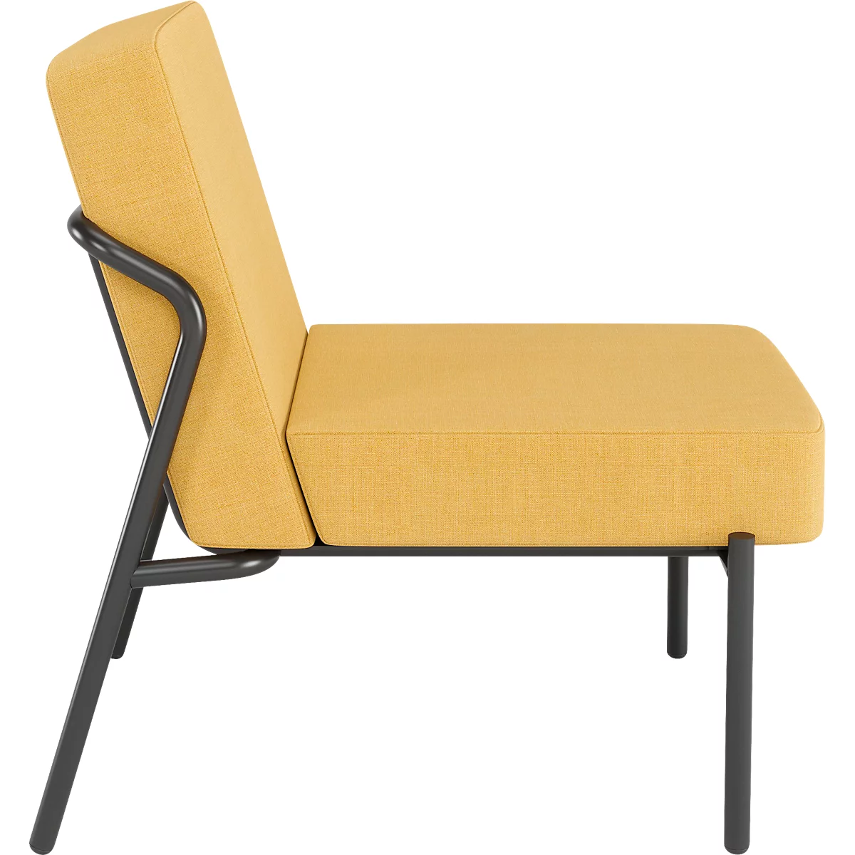 Sessel meet® by Paperflow MEDSO Klassik S, gepolstert, Sitzfläche austauschbar, B 580 x T 743 x H 736 mm, Stoff und Stahl, gelb/mattschwarz