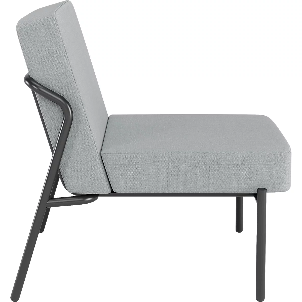 Sessel meet® by Paperflow MEDSO Klassik S, gepolstert, Sitzfläche austauschbar, B 580 x T 743 x H 736 mm, Stoff und Stahl, grau/mattschwarz