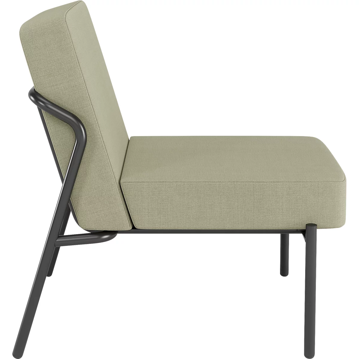 Sessel meet® by Paperflow MEDSO Klassik S, gepolstert, Sitzfläche austauschbar, B 580 x T 743 x H 736 mm, Stoff und Stahl, grün/mattschwarz