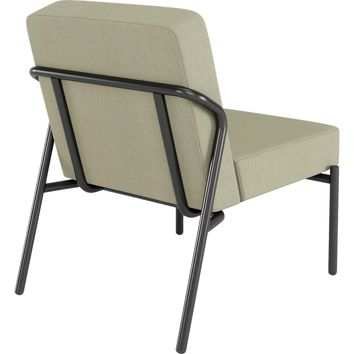 Sessel meet® by Paperflow MEDSO Klassik S, gepolstert, Sitzfläche austauschbar, B 580 x T 743 x H 736 mm, Stoff und Stahl, grün/mattschwarz