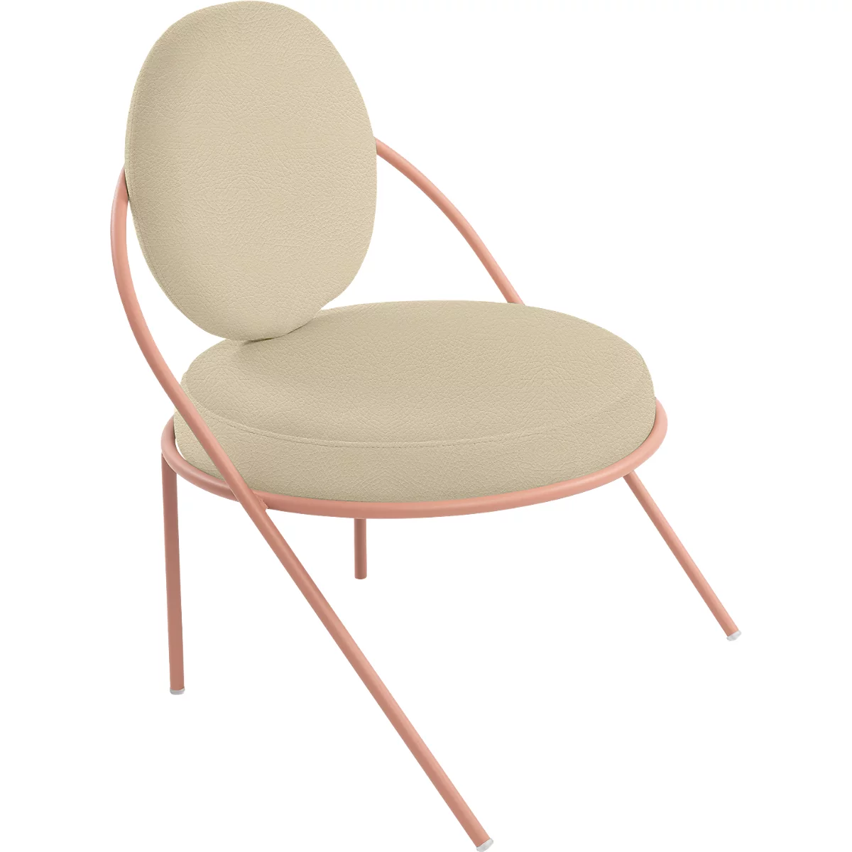 Sessel Meet by Paperflow Saturne, B 700 x T 730 x H 880 mm, Kunstleder, Rosa/Elfenbein