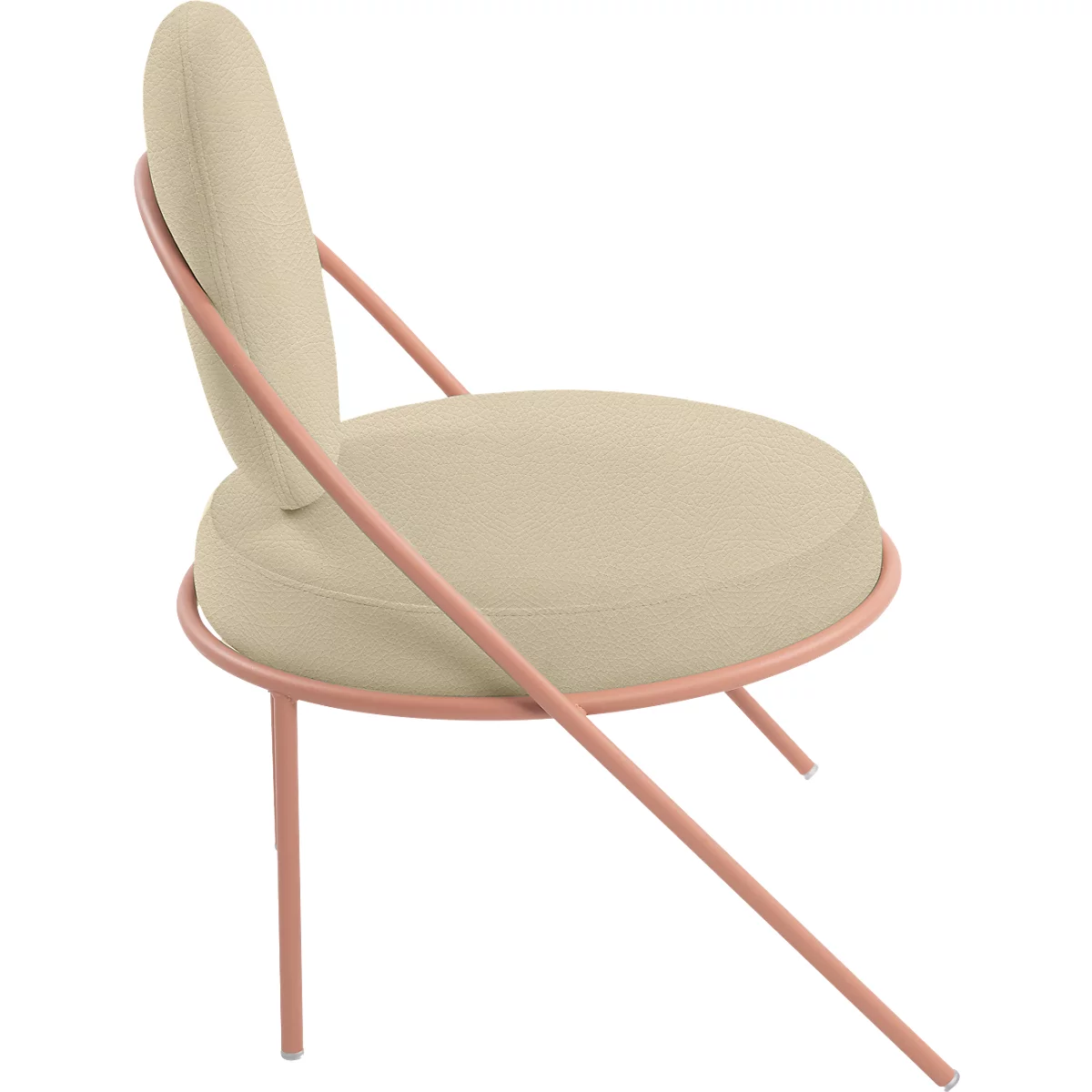 Sessel Meet by Paperflow Saturne, B 700 x T 730 x H 880 mm, Kunstleder, Rosa/Elfenbein
