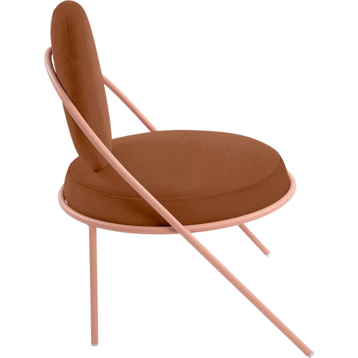 Sessel Meet by Paperflow Saturne, B 700 x T 730 x H 880 mm, Kunstleder, Rosa/Rost