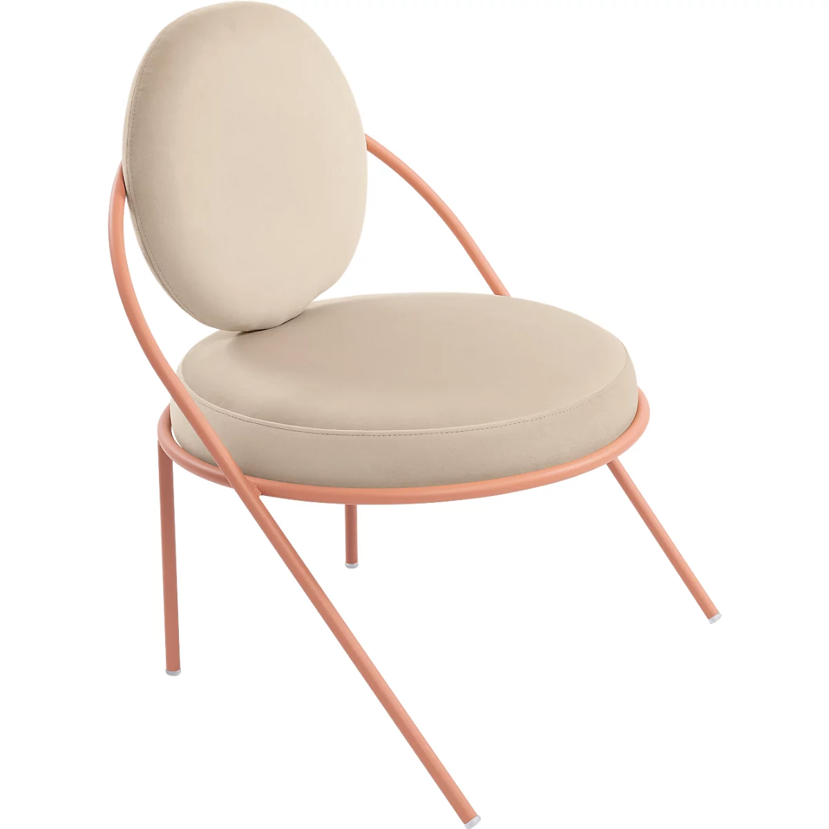 Sessel Meet by Paperflow Saturne, B 700 x T 730 x H 880 mm, Samt, Rosa/Elfenbein