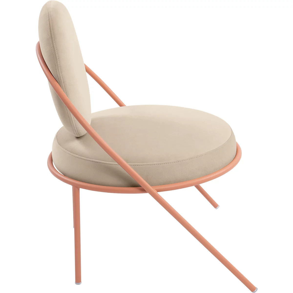 Sessel Meet by Paperflow Saturne, B 700 x T 730 x H 880 mm, Samt, Rosa/Elfenbein