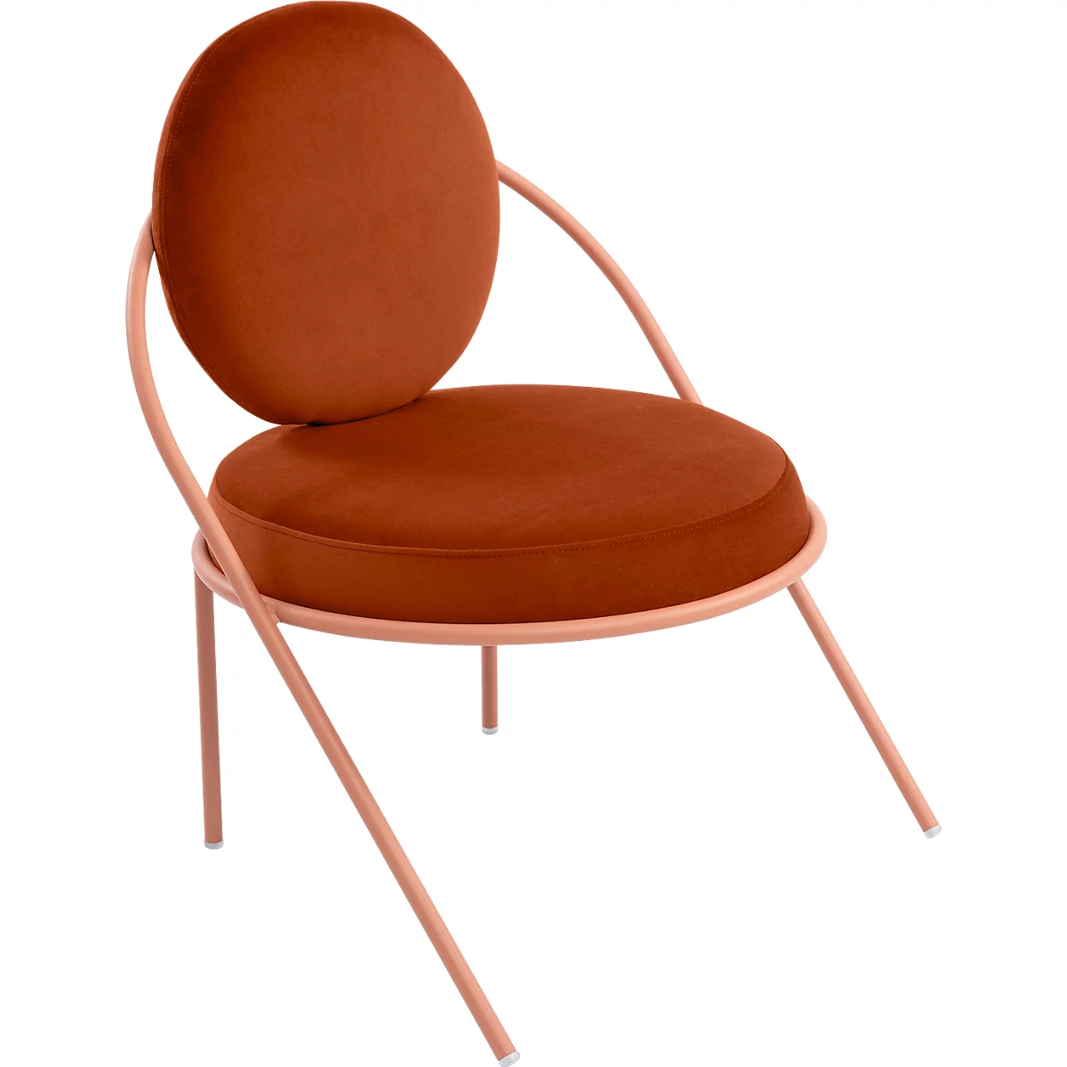 Sessel Meet by Paperflow Saturne, B 700 x T 730 x H 880 mm, Samt, Rosa/Rost