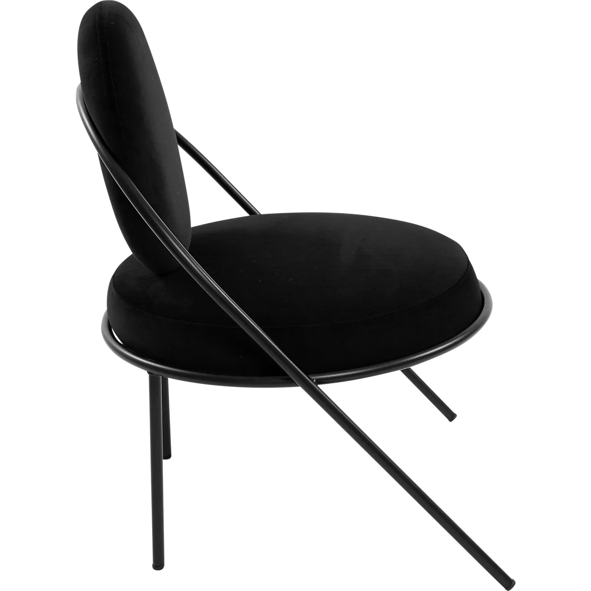Sessel Meet by Paperflow Saturne, B 700 x T 730 x H 880 mm, Samt, Schwarz/Schwarz