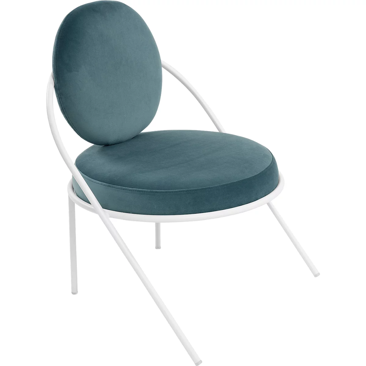 Sessel Meet by Paperflow Saturne, B 700 x T 730 x H 880 mm, Samt, Weiß/Blau