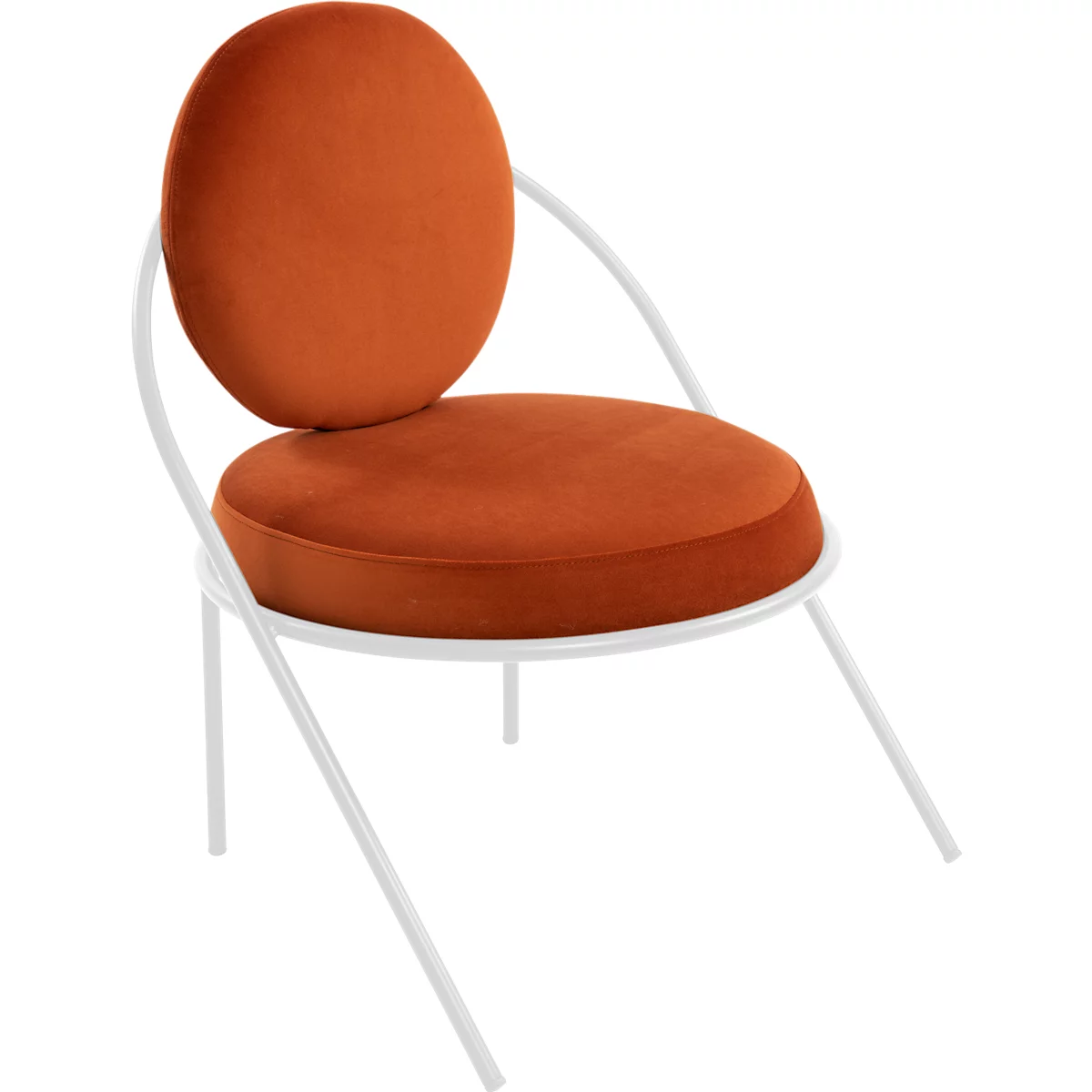 Sessel Meet by Paperflow Saturne, B 700 x T 730 x H 880 mm, Samt, Weiß/Rost