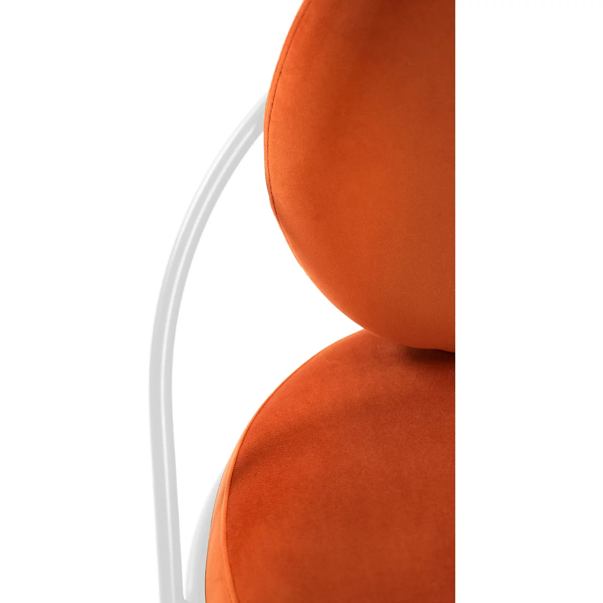 Sessel Meet by Paperflow Saturne, B 700 x T 730 x H 880 mm, Samt, Weiß/Rost