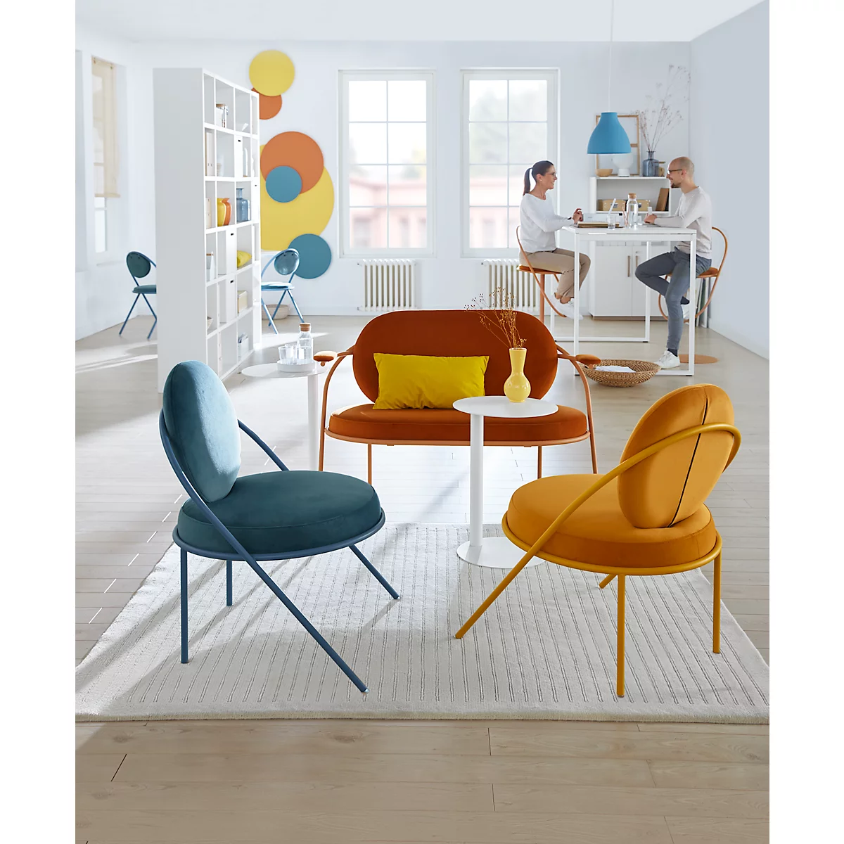 Sessel Meet by Paperflow Saturne, B 700 x T 730 x H 880 mm, Stahlrohr, Samt, vers. Farben
