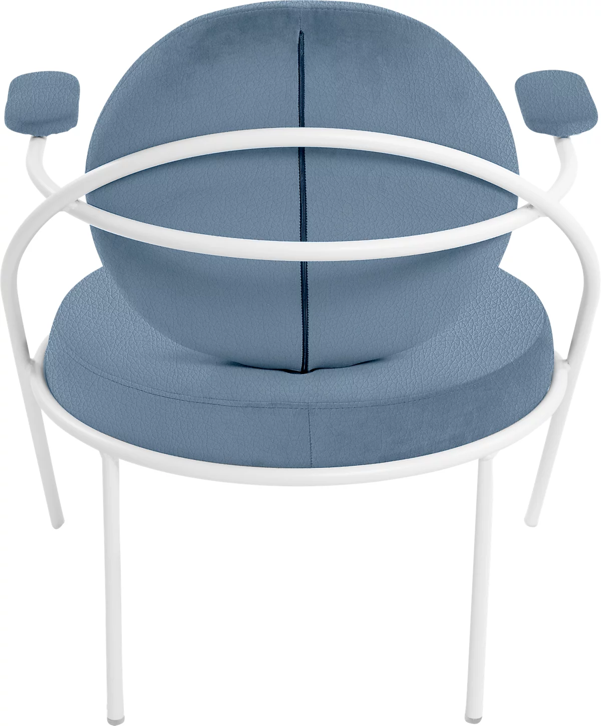 Sessel Meet by Paperflow Saturne, mit Armlehnen, B 700 x T 730 x H 880 mm, Stahlrohr, Kunstleder, Weiß/Blau