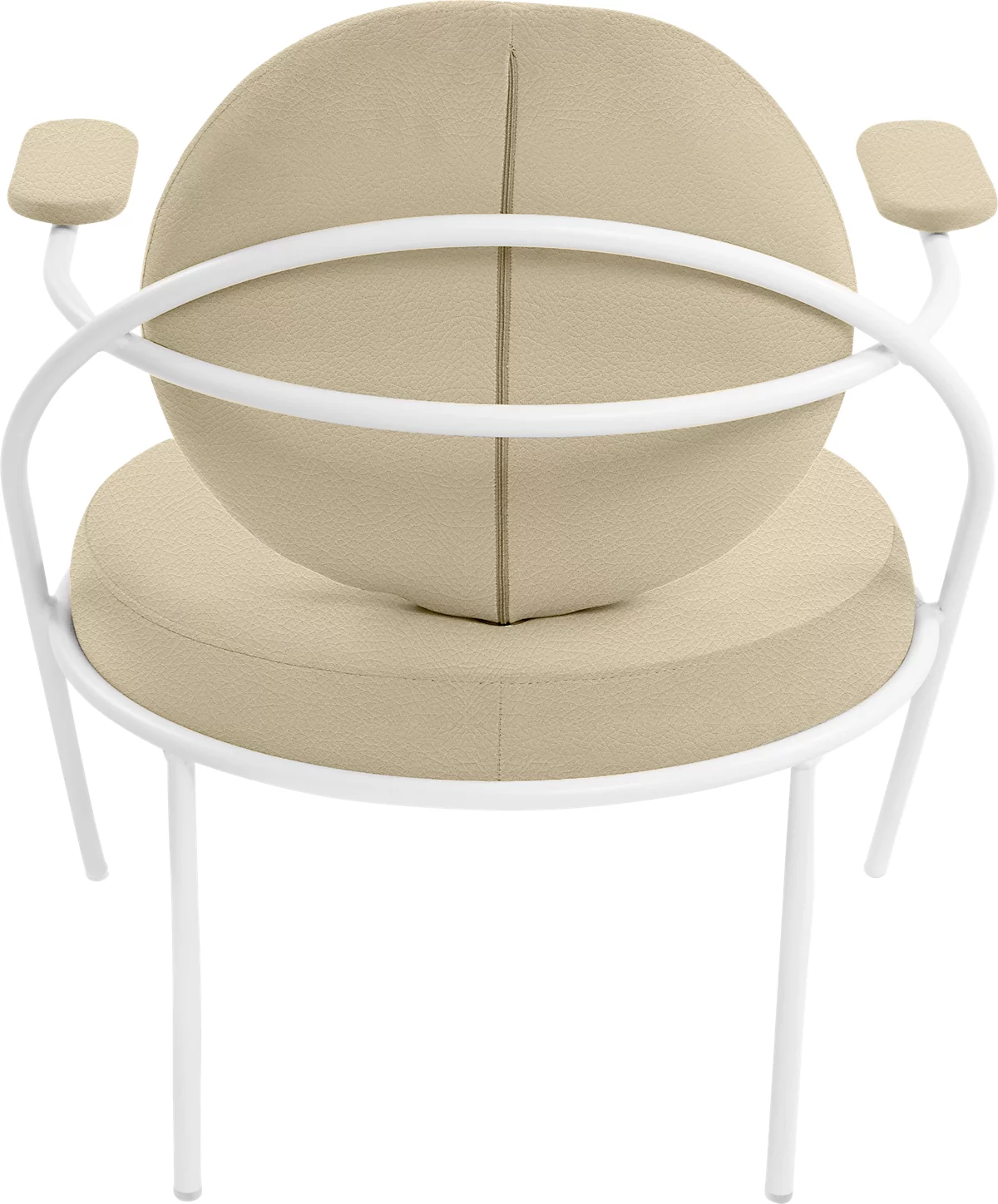 Sessel Meet by Paperflow Saturne, mit Armlehnen, B 700 x T 730 x H 880 mm, Stahlrohr, Kunstleder, Weiß/Elfenbein