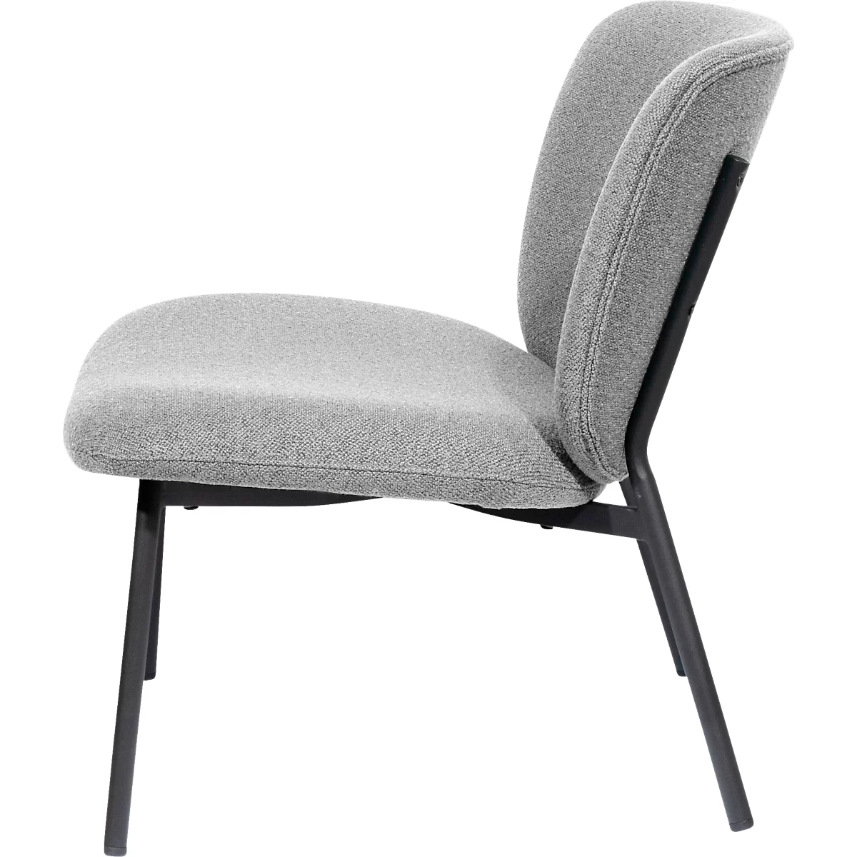 Sessel meet® by Paperflow TWIST, gepolstert, B 600 x T 530 x H 420 mm, Stoff und Stahl, grau/mattschwarz