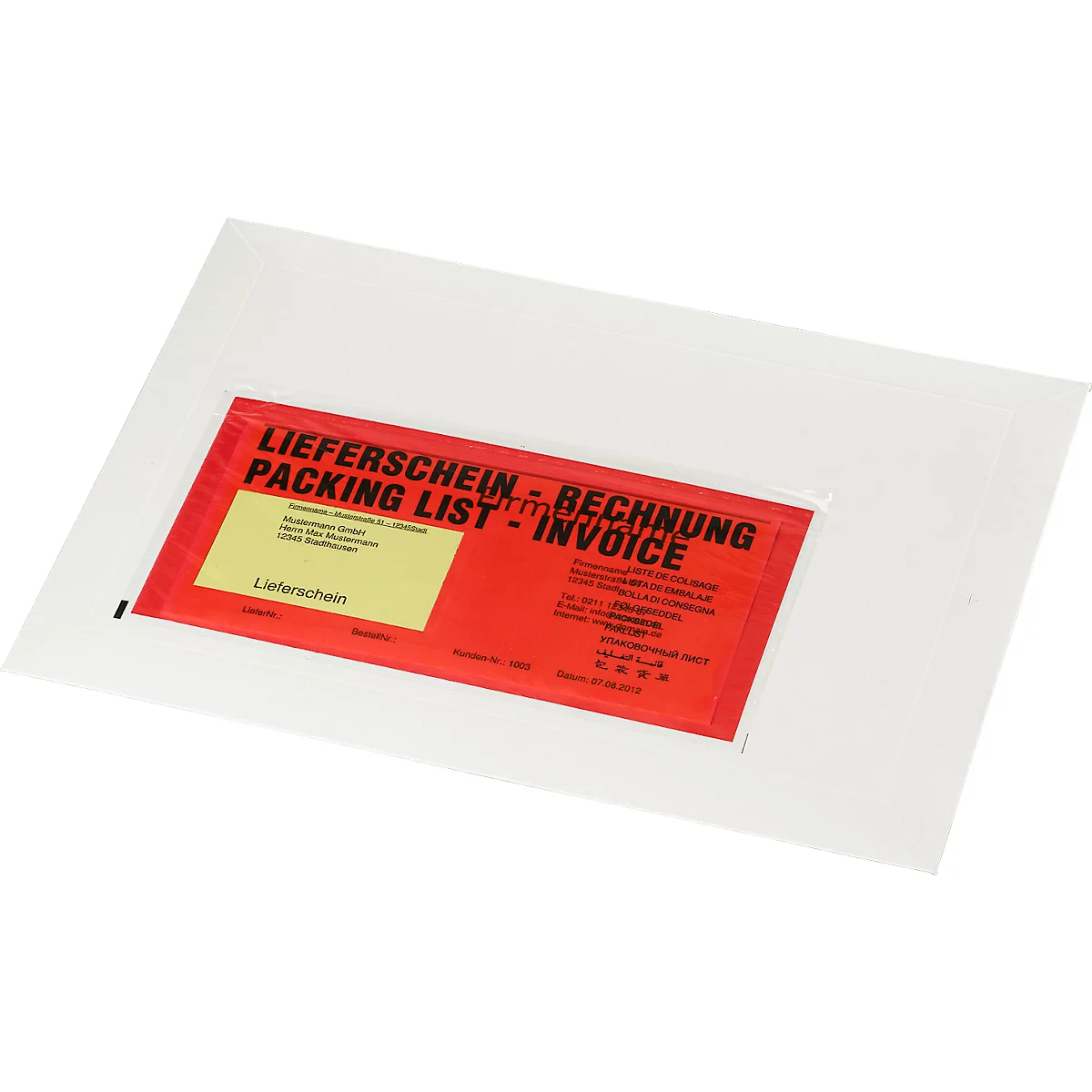 Set d'épargne cônes de palette Grünmarie®, effet 3-D, impression d'avertissement, 100 pièces + pochette de documents Debatin DEBAPAC® PCR bon de livraison/facture, DIN long, 240 pièces