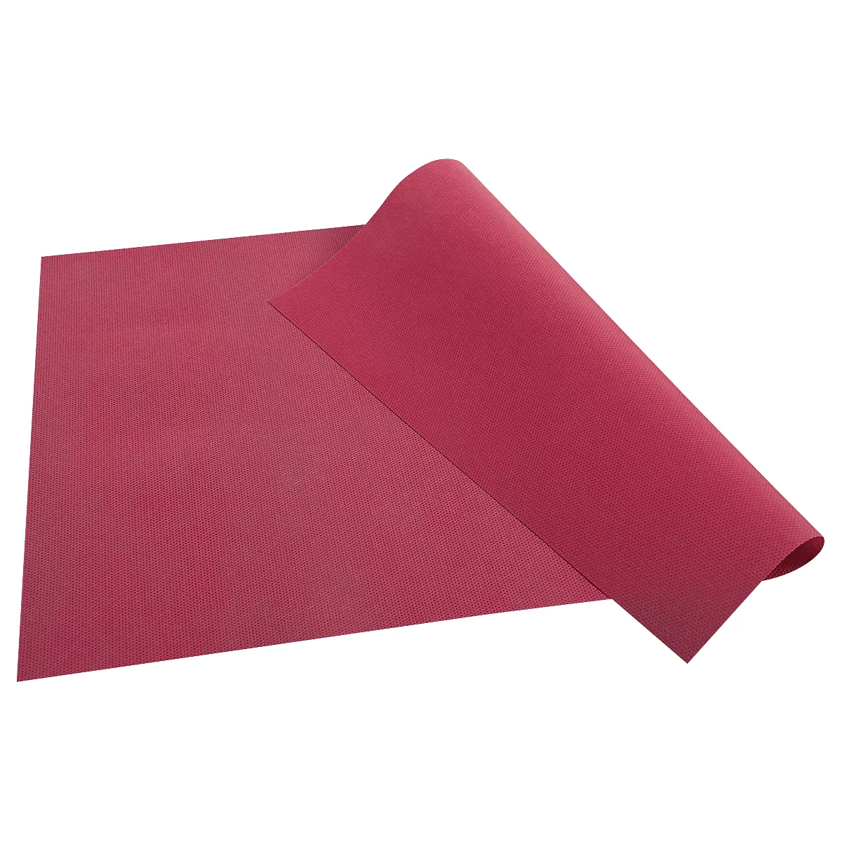 Papier rouge, partiellement enroulé.