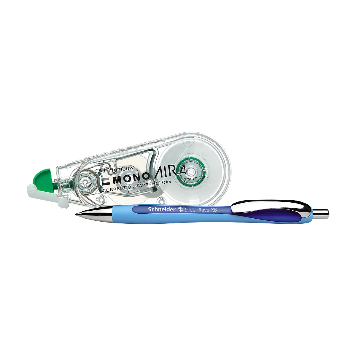 set économique : 5x stylo à bille Slider Rave - différentes couleurs, rouleau correcteur MONO air - 10 m x 4,2 mm