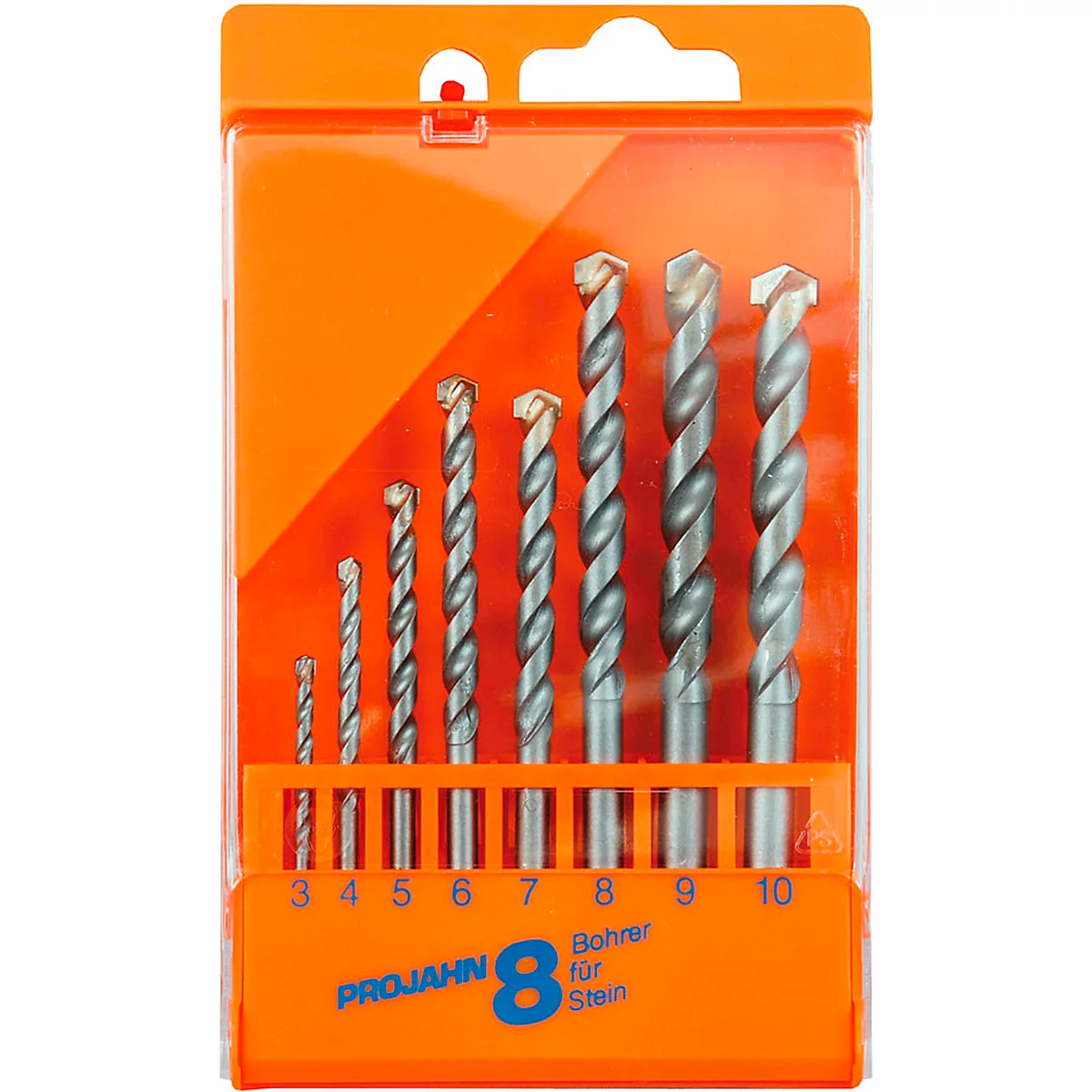 Set steenboren Projahn ECO, 8 boren, elk 1 x Ø 3-10 mm, voor machines met driebekken klauwplaat, in kunststof koffer