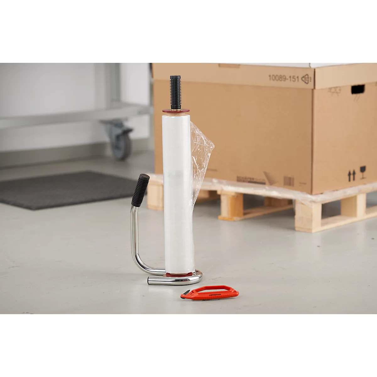 Set Stretchen, 6 Rollen Stretchfolie + 1 Handwickelgerät + 1 Folienschneider GRATIS