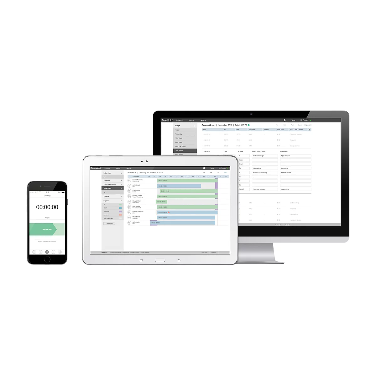Set: TimeMoto Tijdregistratie TM-626 Volledig pakket + uitbreidingssoftware TimeMoto PC Software Plus