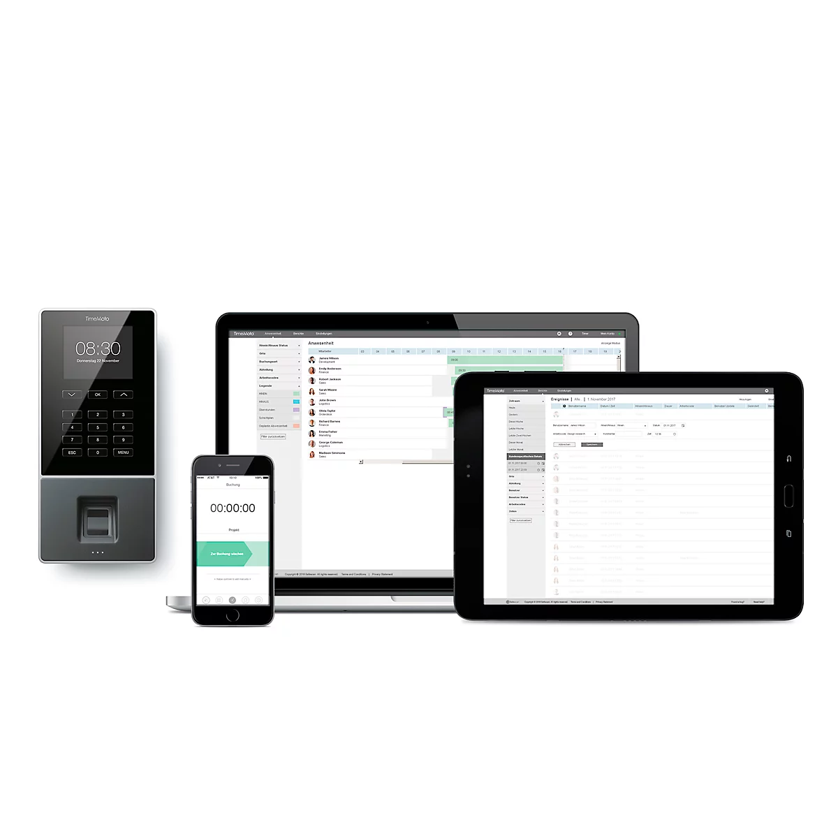 Set: TimeMoto Tijdregistratie TM-626 Volledig pakket + uitbreidingssoftware TimeMoto PC Software Plus
