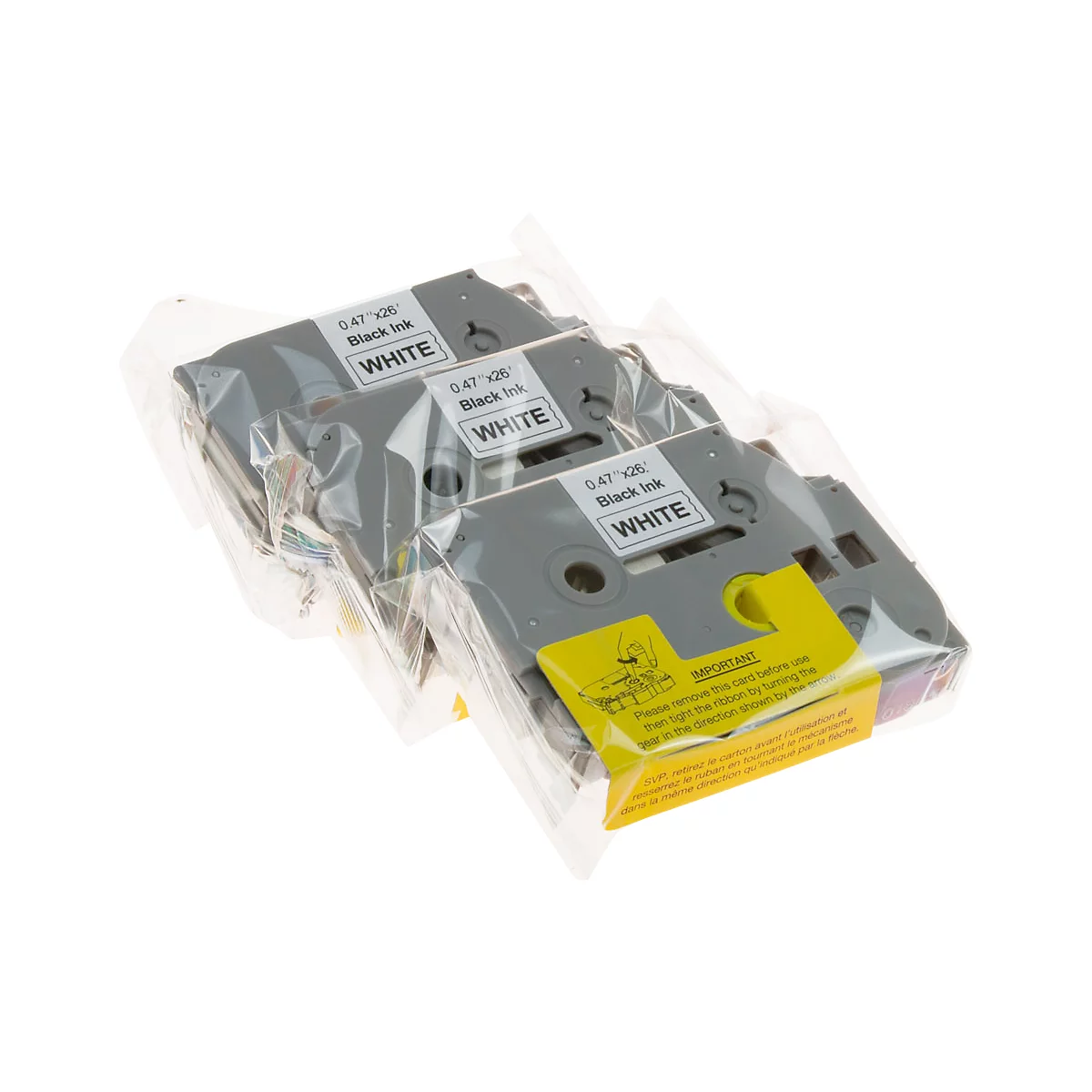 Set van 3 beletteringen die compatibel zijn met Brother-beletteringsband TZe-231, wit/zwart, L 8 m x B 12 mm