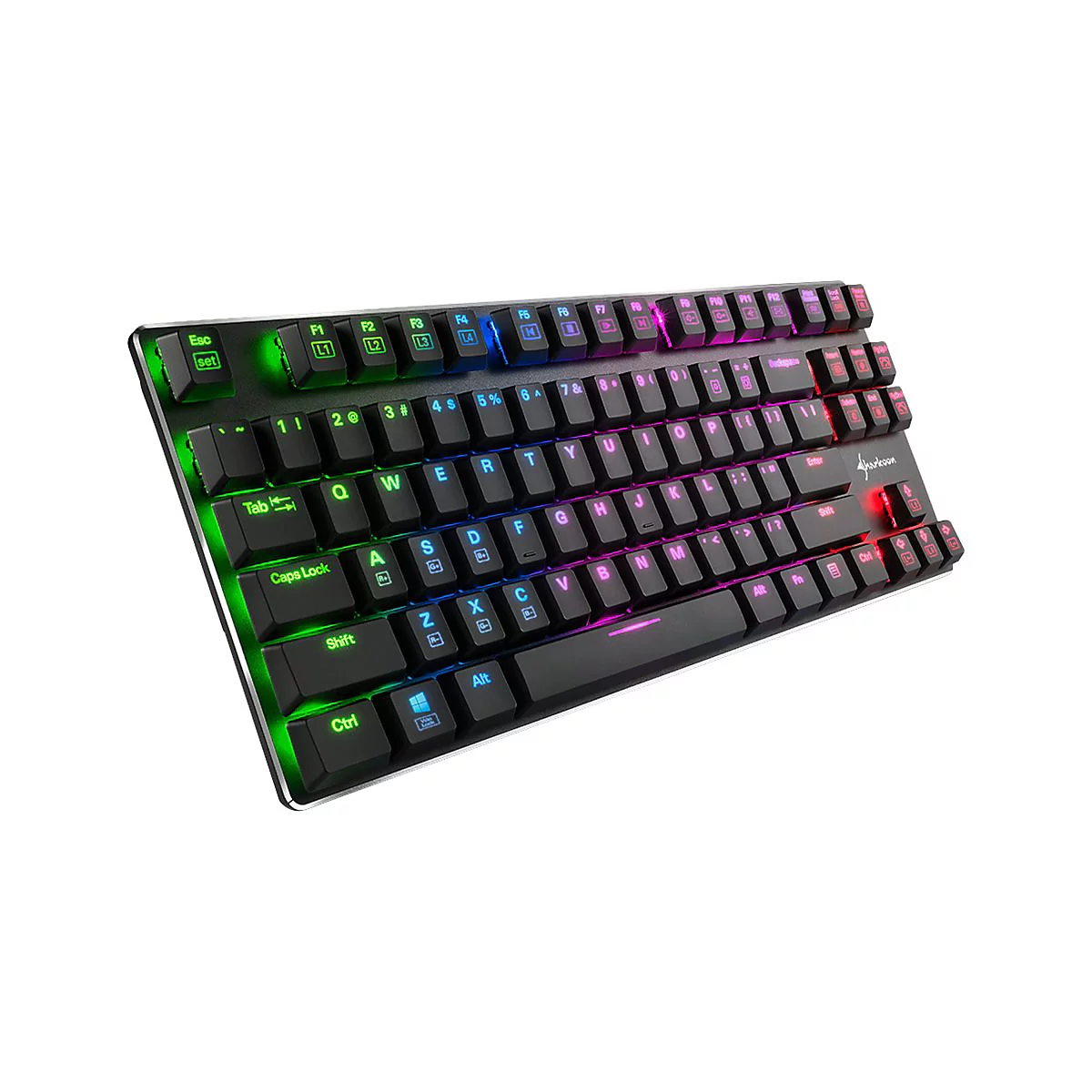 Sharkoon PureWriter TKL RGB - Tastatur - Hintergrundbeleuchtung - USB - Deutsch - Tastenschalter: Kailh Blue