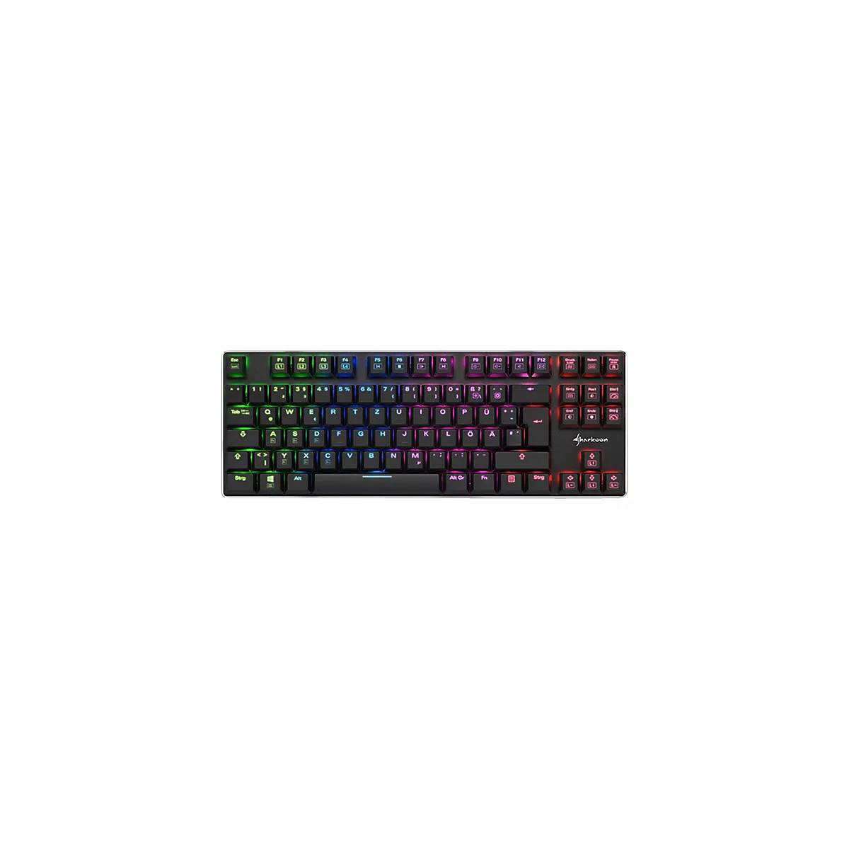 Sharkoon PureWriter TKL RGB - Tastatur - Hintergrundbeleuchtung - USB - Deutsch - Tastenschalter: Kailh Blue
