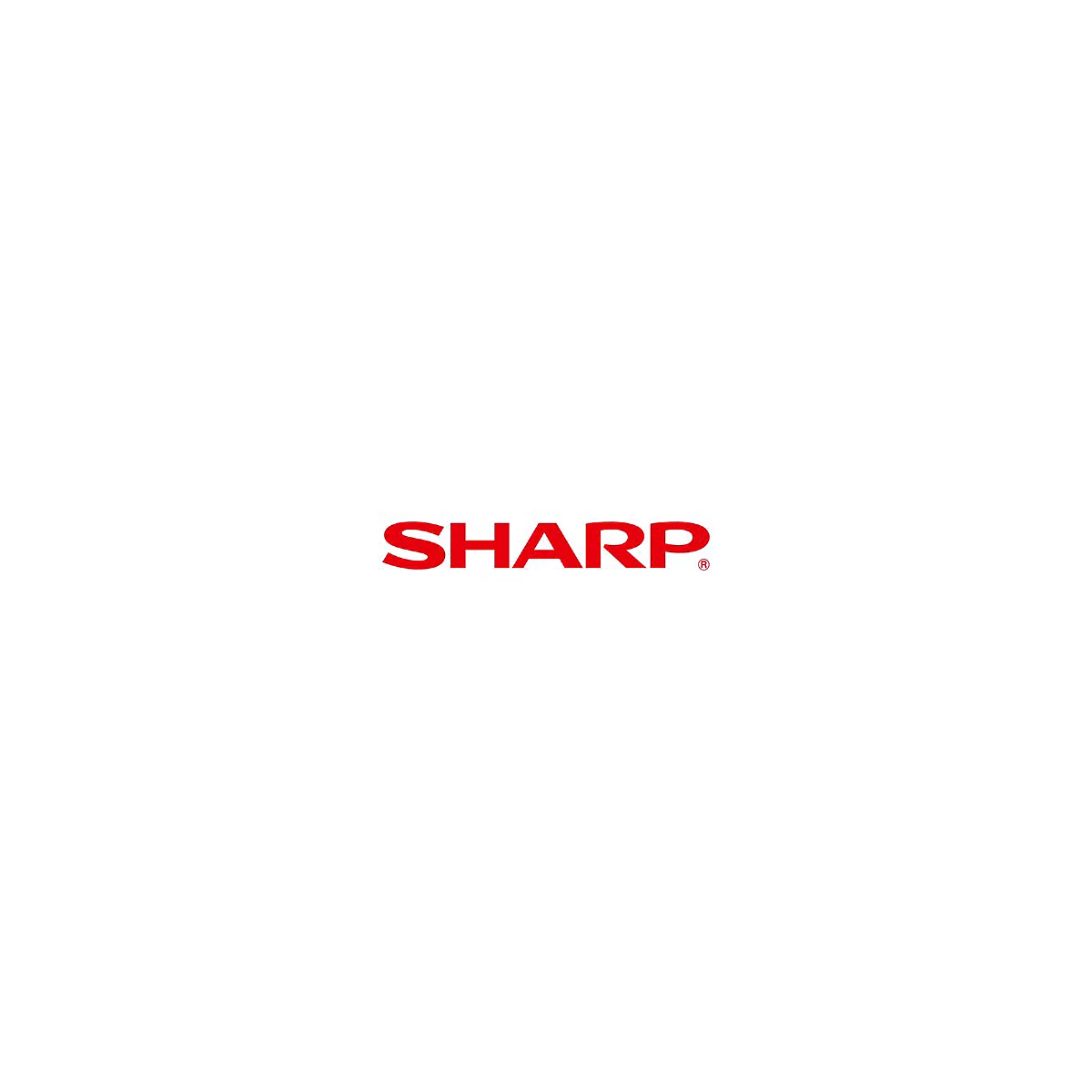 Rotes Sharp-Firmenlogo auf weißem Hintergrund.