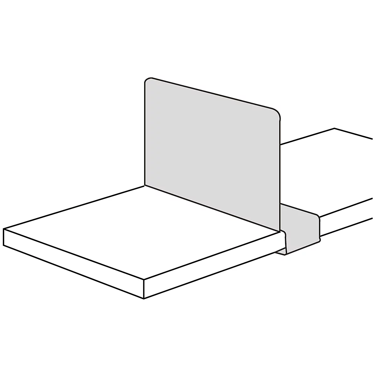 Grey, angular partition on two white levels.