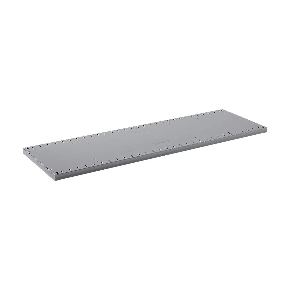 Grey metal plate with holes on the sides. Subtle product image against a white background.
