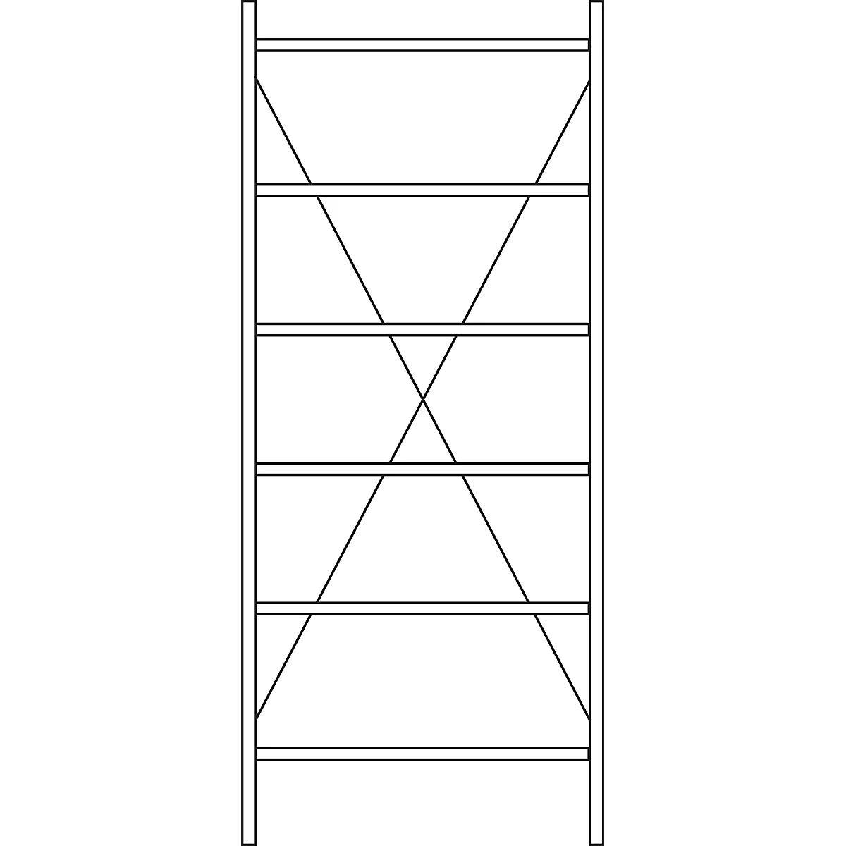 Scaffolding with horizontal struts and diagonal bracings in black and white.
