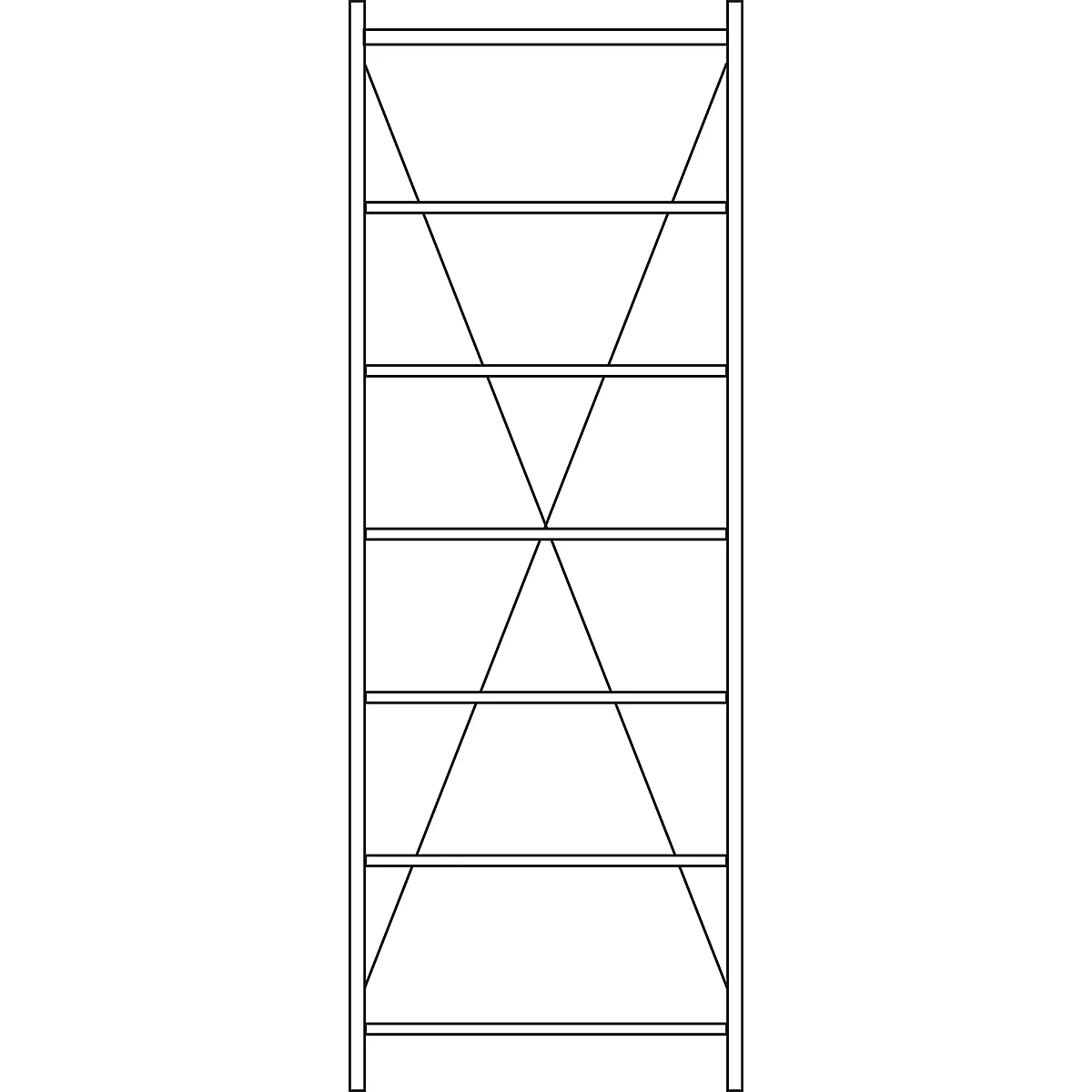 Black and white image of a scaffold consisting of horizontal bars and diagonal struts.