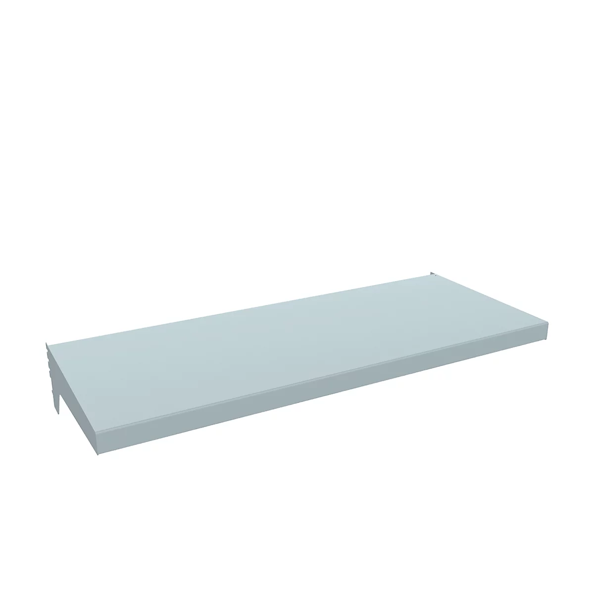 Light blue, rectangular shelf on a white background. The shelf is monochrome without any recognizable structures.