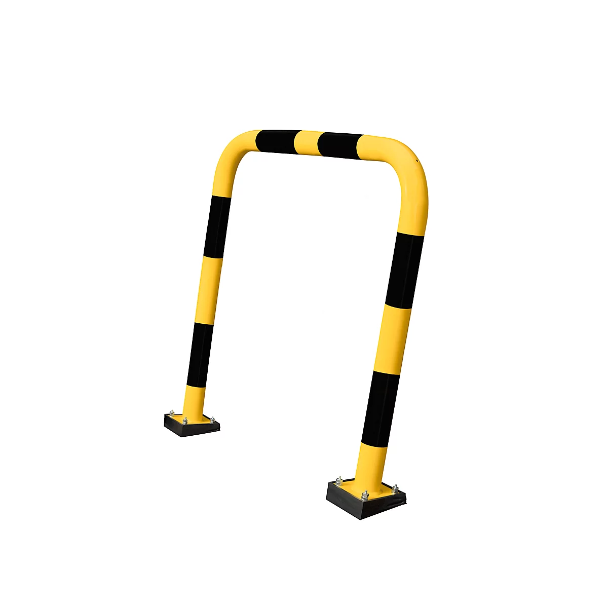 Yellow and black hoop on a white background. The hoop has a U-shape, with black and yellow stripes.