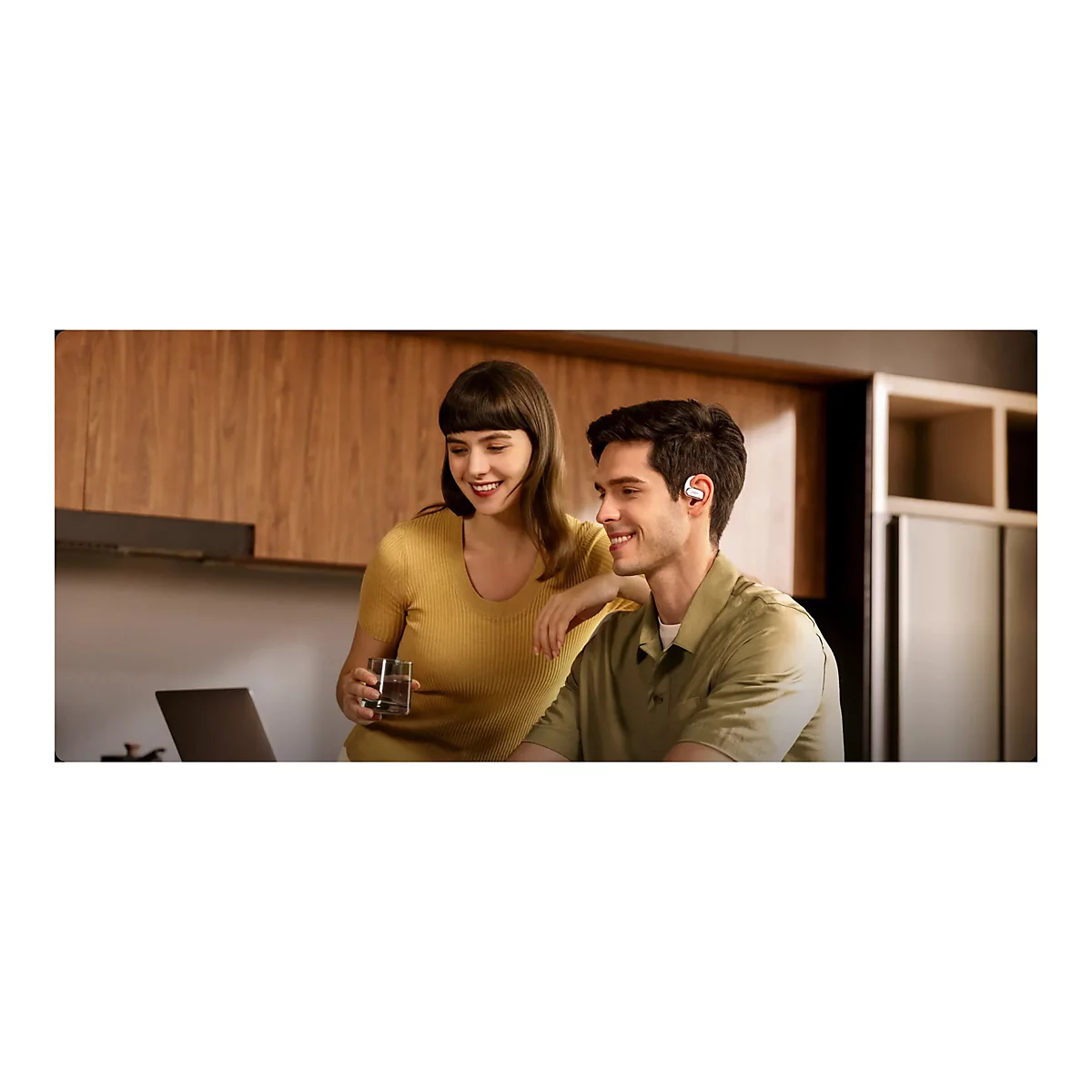 SHOKZ OpenFit Air - True Wireless-Kopfhörer mit Mikrofon - offenes Ohr - über dem Ohr angebracht - Bluetooth - weiß