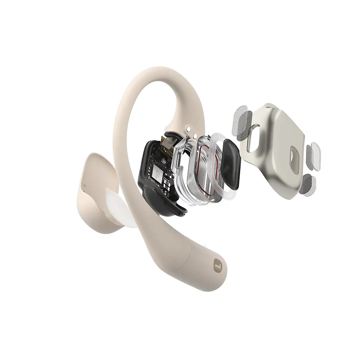 SHOKZ OpenFit - True Wireless-Kopfhörer mit Mikrofon - offenes Ohr - über dem Ohr angebracht - Bluetooth - beige