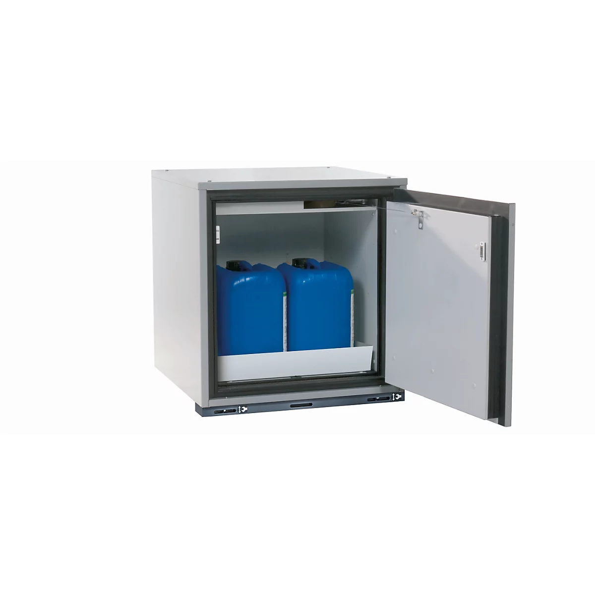 Sicherheits-Unterbauschrank Typ 90 asecos UB-T-90, Flügeltür, Anschlag rechts, Front Lichtgrau, B 593 x T 574 x H 600 mm