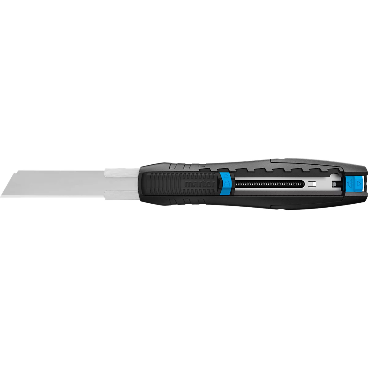 Sicherheitsmesser Martor Secubase 383, ergonomisch, Schnitttiefe einstellbar, Auto-Klingenrückzug, L 170,5 x B 25 x H 34 mm, Stahl/GFK, schwarz