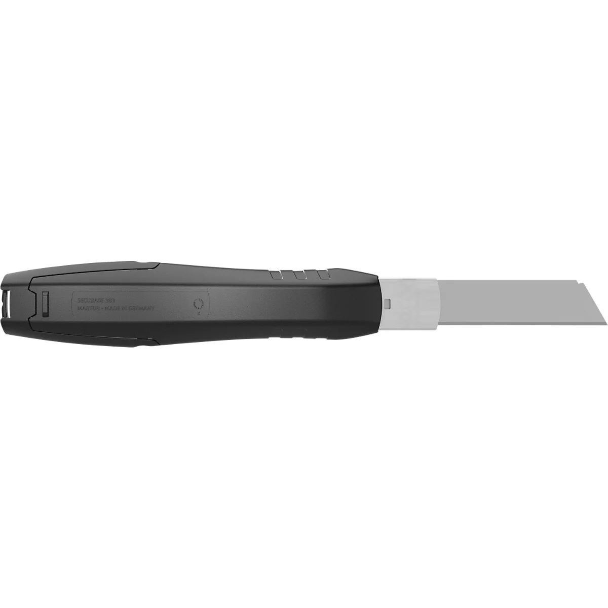 Sicherheitsmesser Martor Secubase 383, ergonomisch, Schnitttiefe einstellbar, Auto-Klingenrückzug, L 170,5 x B 25 x H 34 mm, Stahl/GFK, schwarz
