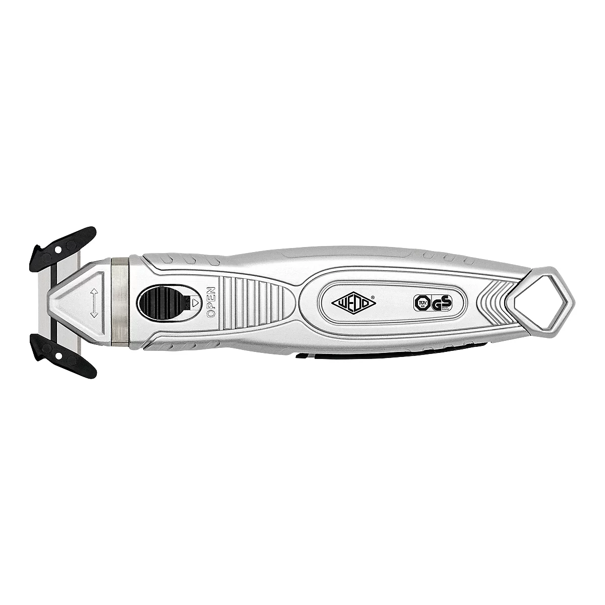 Sicherheitsmesser WEDO®, ergonomisch, verdeckte Klinge, Schnitttiefe 6 mm, für Rechts- & Linkshänder geeignet, silber