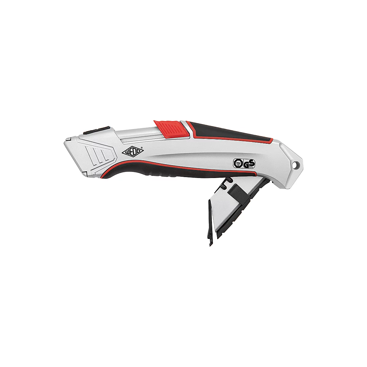 Sicherheitsmesser Wedo® Safety Cutter ALU, automat. Klingenrückzug, für Rechts-/Linkshänder, mit Ersatzklinge