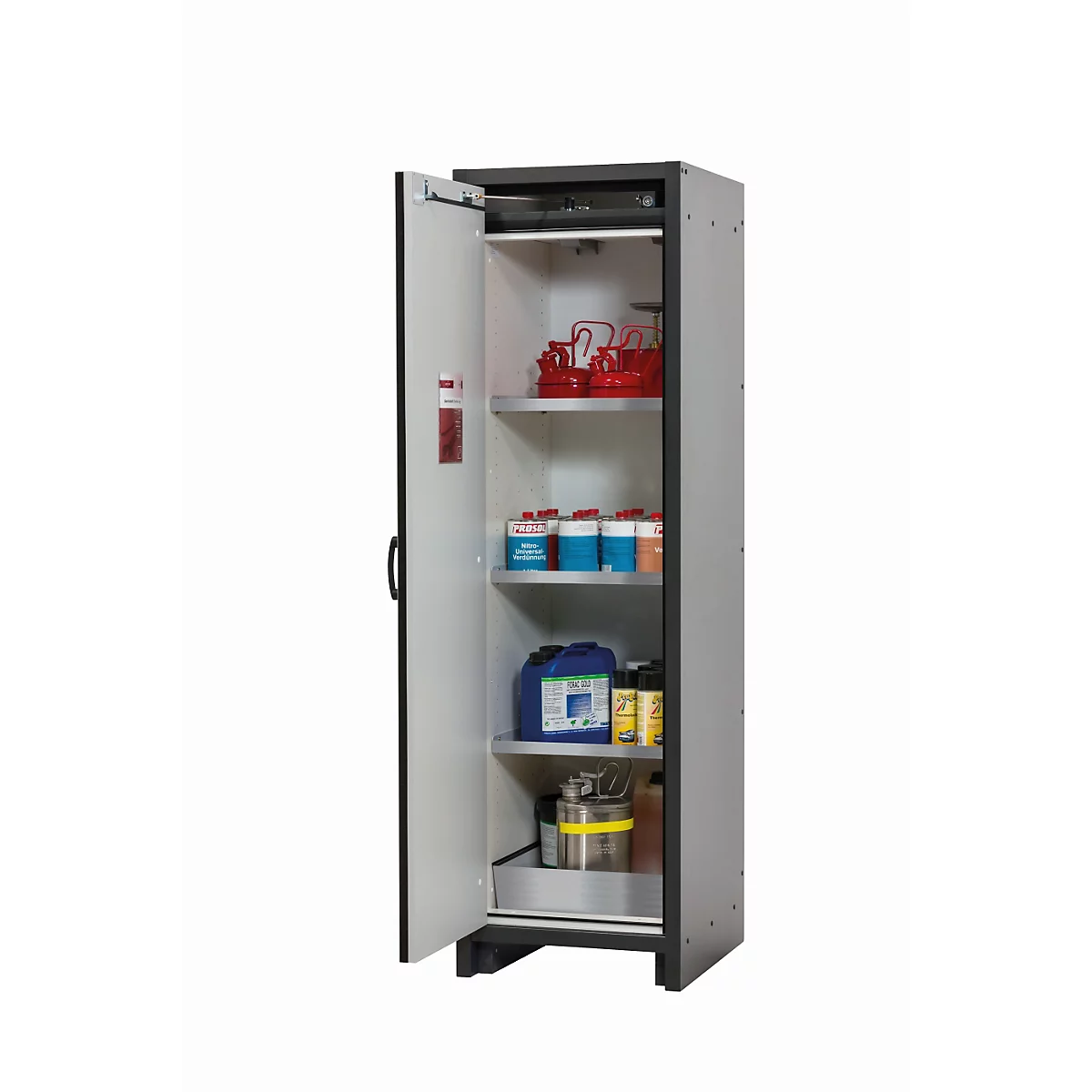 Sicherheitsschrank Typ 30 asecos Q-CLASSIC-30, Flügeltür, Anschlag links, Front Lichtgrau, B 564 x T 620 x H 1947 mm