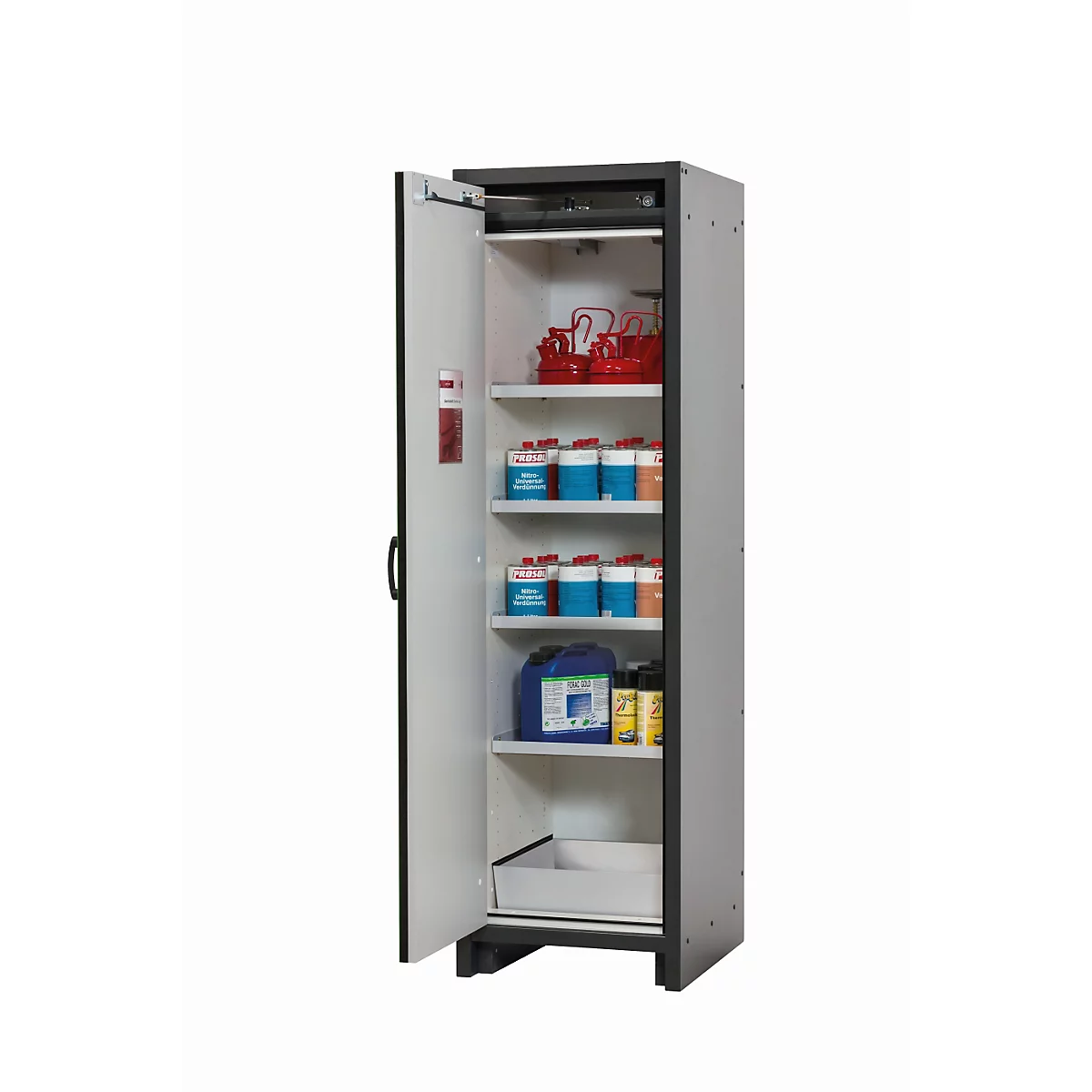 Sicherheitsschrank Typ 30 asecos Q-CLASSIC-30, Flügeltür, Anschlag links, Front Resedagrün, B 564 x T 620 x H 1947 mm