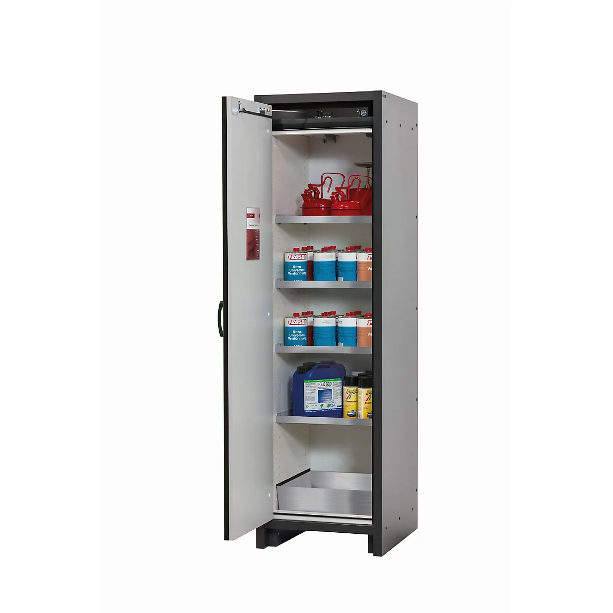 Sicherheitsschrank Typ 30 asecos Q-CLASSIC-30, Flügeltür, Anschlag links, Front Resedagrün, B 564 x T 620 x H 1947 mm