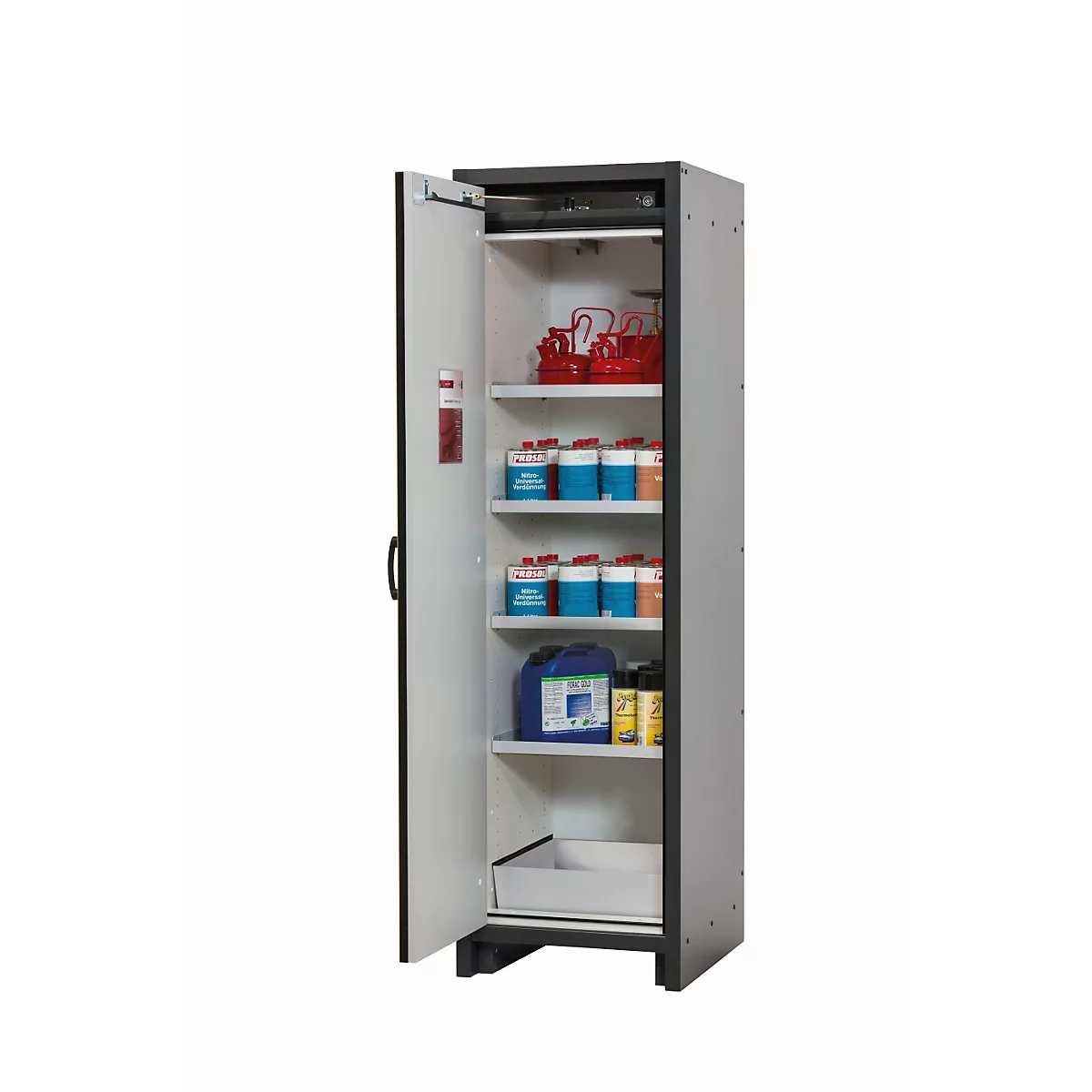 Sicherheitsschrank Typ 30 asecos Q-CLASSIC-30, Flügeltür, Anschlag links, Front Sicherheitsgelb, B 564 x T 620 x H 1947 mm