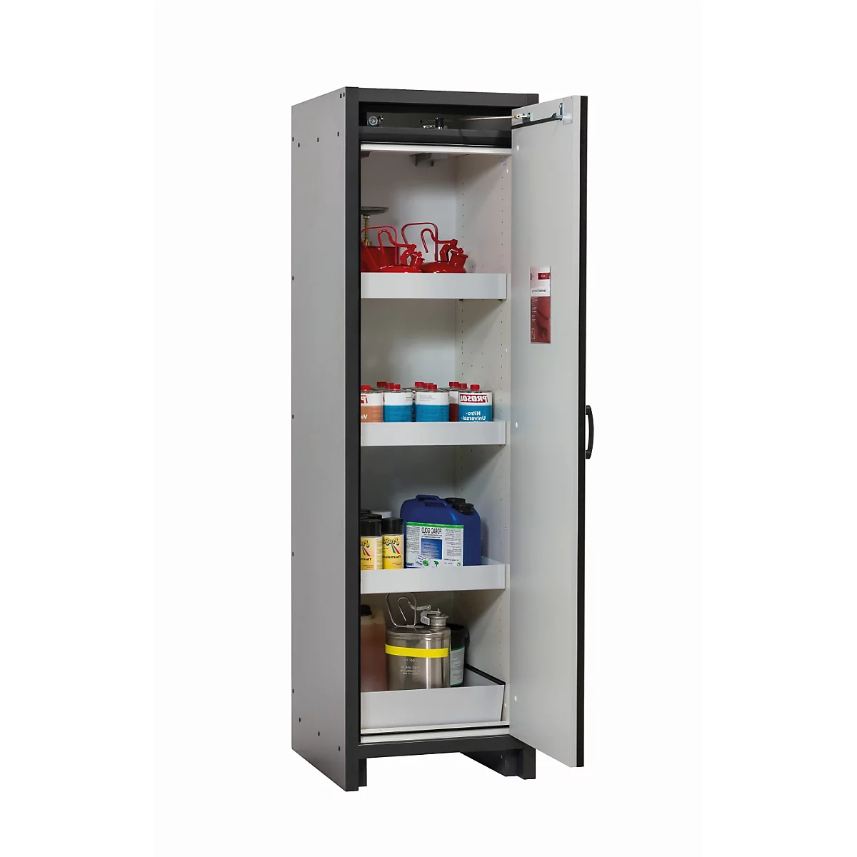 Sicherheitsschrank Typ 30 asecos Q-CLASSIC-30, Flügeltür, Anschlag rechts, Front asecos Silber, B 564 x T 620 x H 1947 mm